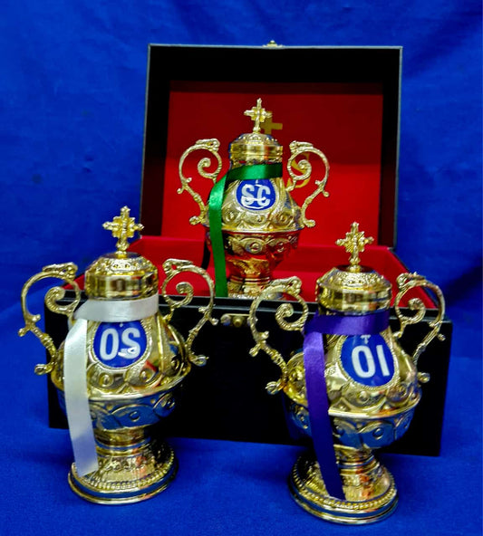 Juego de 3 Crismeras de lujo con asas decoradas