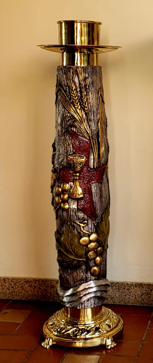 Base para cirio pascual en metal de bronce