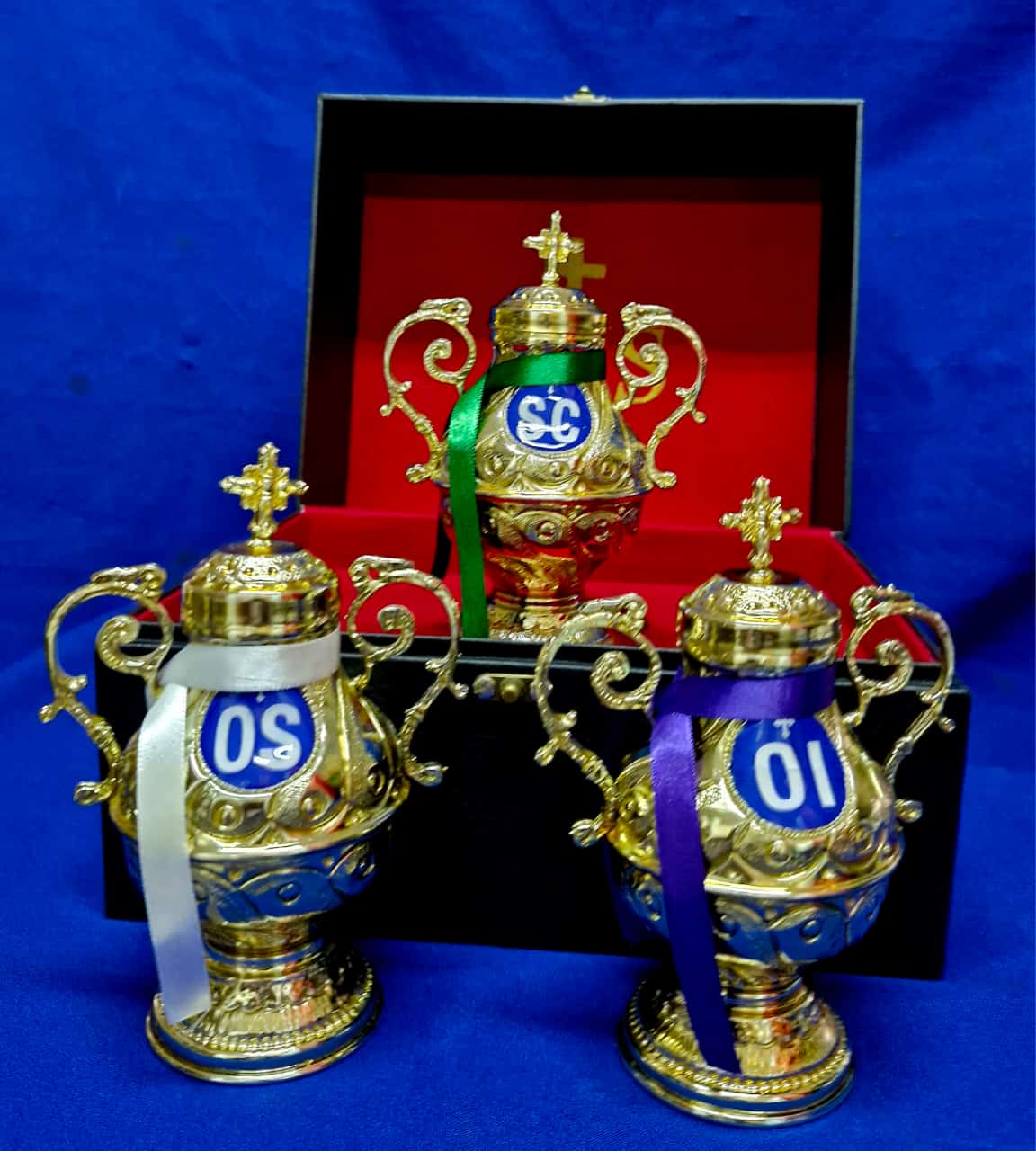 Juego de 3 Crismeras de lujo con asas decoradas